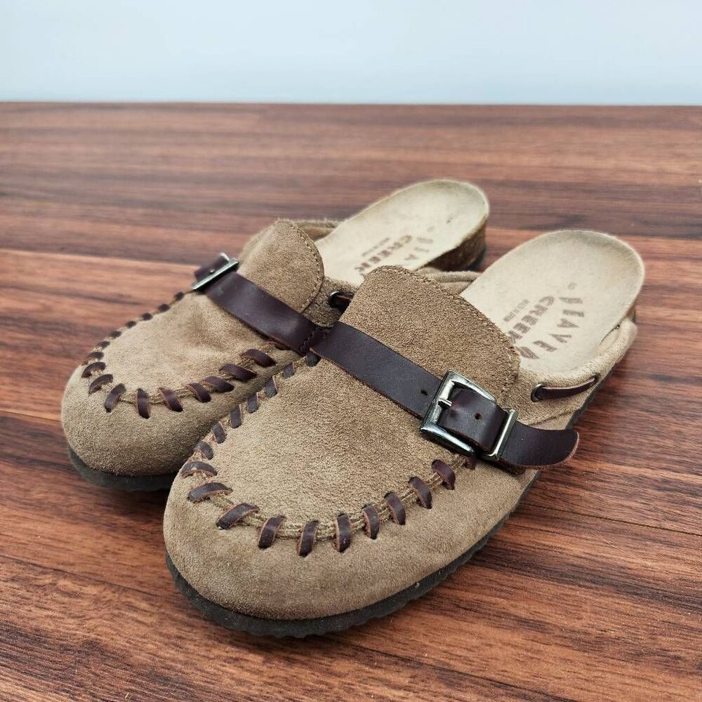 Beaver Creek Slip On Cork Clogs Suede Tan Women's Size 6 Buckle